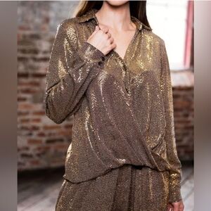 NWT $328 Chloe Kristyn Lavendula Organza Angela Button Down Blouse Size XS